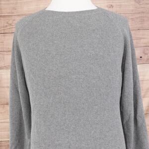 Jos A Bank 1905 Sweater Mens 2XL Gray Cotton Ribbed Crewneck Raglan Elbow Patch